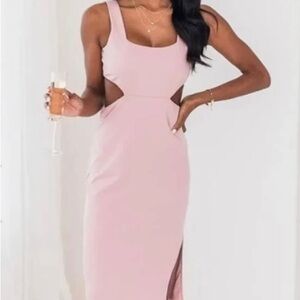 Pink backless knee length dress